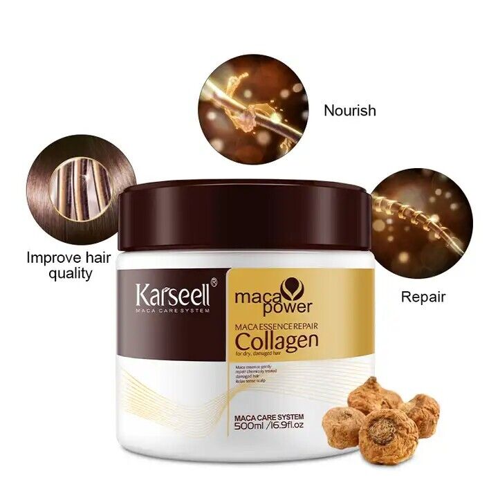 Karseell Collagen Hair Treatment Deep Repair Conditioning Argan Oil Collagen Hair Mask Essence for Dry Damaged Hair All Hair Types 16.90 Oz 500ml