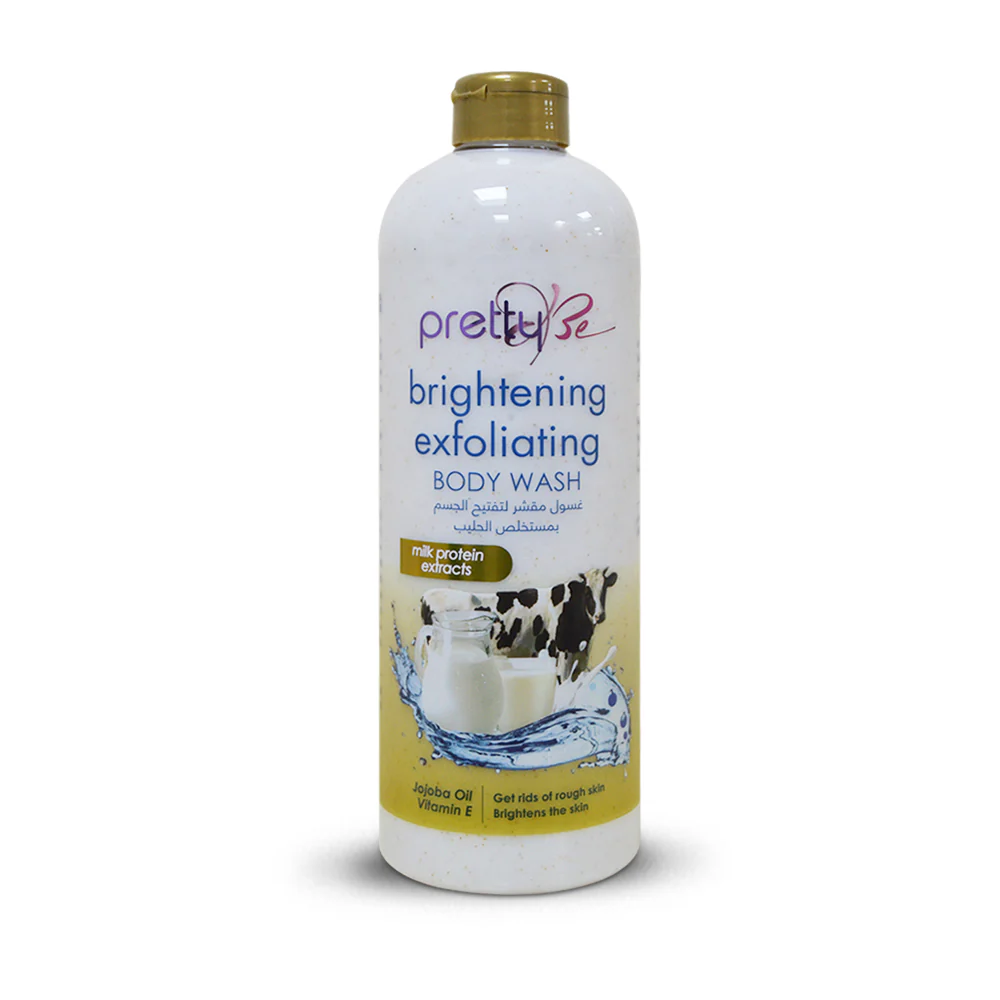 PrettyBe, Brightening Exfoliating Body Wash Milk Protein With Jojoba-Oil & Vitamin E, (1000 ml)