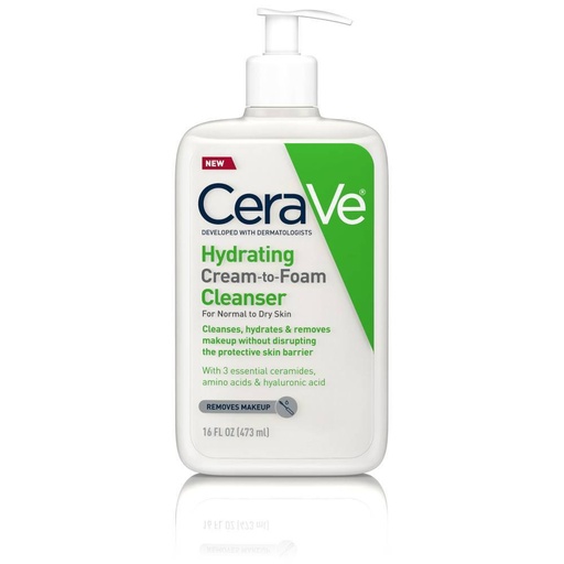 CeraVe, Hydrating Cream to Foam Cleanser for Normal to Dry Skin, 16 fl.oz. (473 ml)
