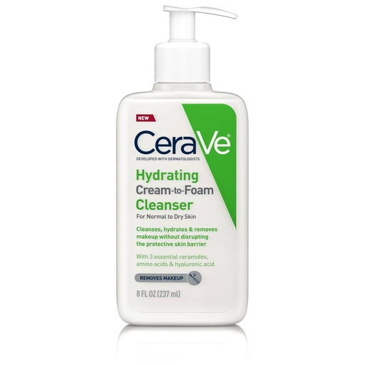 CeraVe, Hydrating Cream to Foam Cleanser for Normal to Dry Skin, 8 fl.oz. (237 ml)