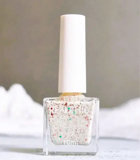 REALCHIC Red & Green Sequin Glitter Beige Nails Polish 10ml