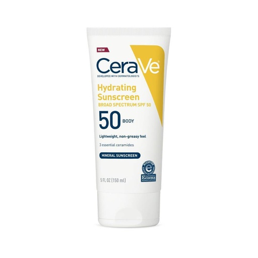 CeraVe, Hydrating Mineral Sunscreen, Broad Spectrum SPF 50, 5 fl.oz. (150 ml)